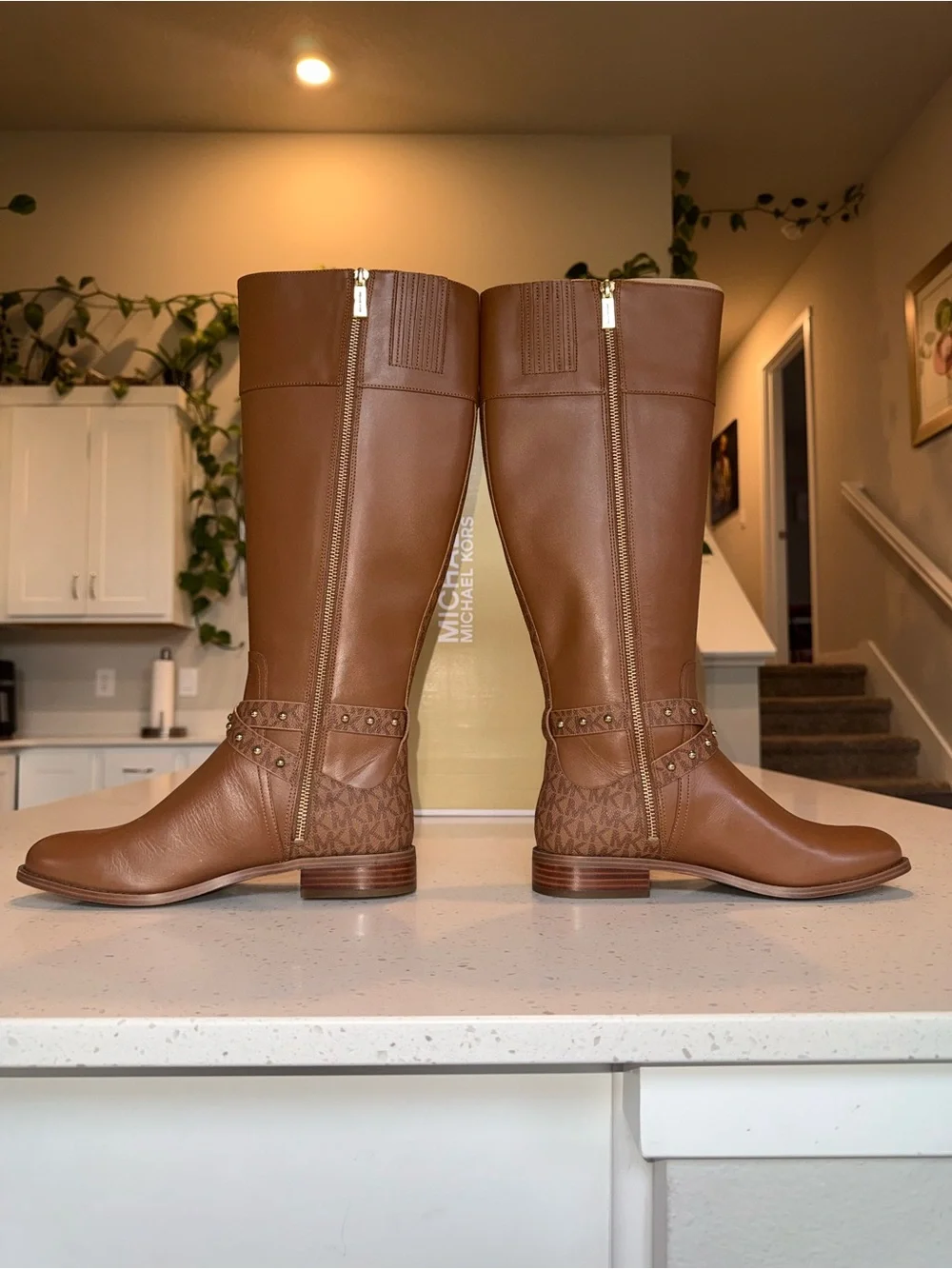 Michael Kors Tan Brown Leather Tall Riding Boots